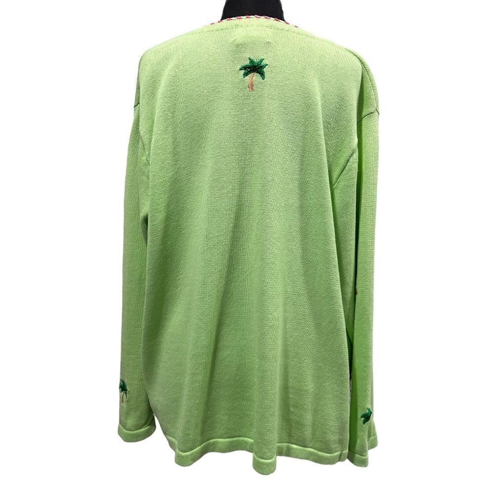 The Quacker Factory Shopping Flamingo Cardigan Sweater Sz L - Picture 7 of 10